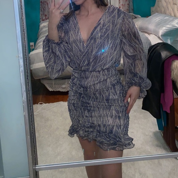 Zara Patterned Ruched Mini Dress - Picture 2 of 3